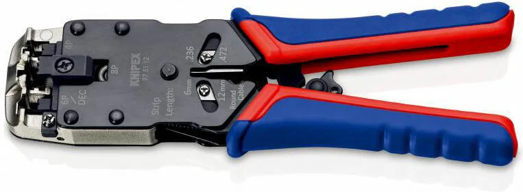 20250520132817_fefd9739 Knipex Πρέσα Ακροδεκτών Δικτύου RJ45, RJ10 με Απογυμνωτή & Μηχανισμό Καστάνιας (Μήκος 200mm) 97 51 12 SB - Image 1