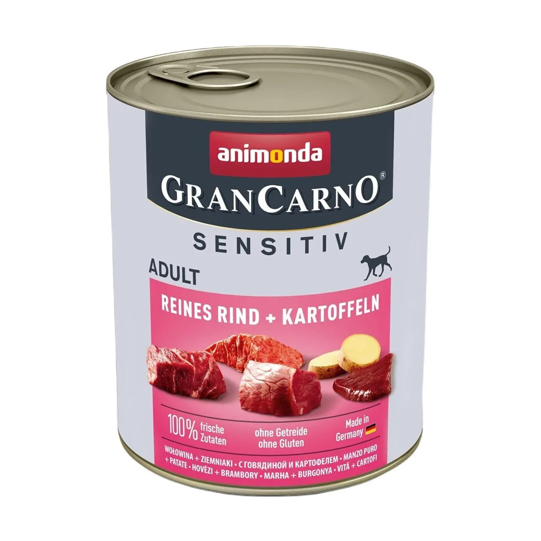 Animonda Gran Carno Sensitive Υγρή Τροφή Σκύλων σε Κονσέρβα με Βοδινό και Πατάτες χωρίς Σιτηρά & Γλουτένη 800gr - Image 1