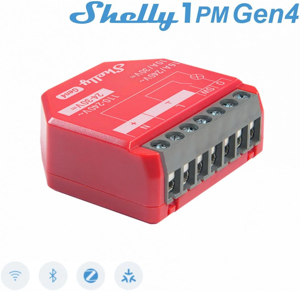 Shelly 1PM Gen4 Smart Switch Wi-Fi, Bluetooth, ZigBee & RF 16A (με Ουδέτερο) 1642222 - Image 1