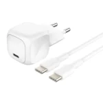 Belkin Φορτιστής με Θύρα USB-C και Καλώδιο USB-C - USB-C 20W Power Delivery Λευκός (BOOST Charge)