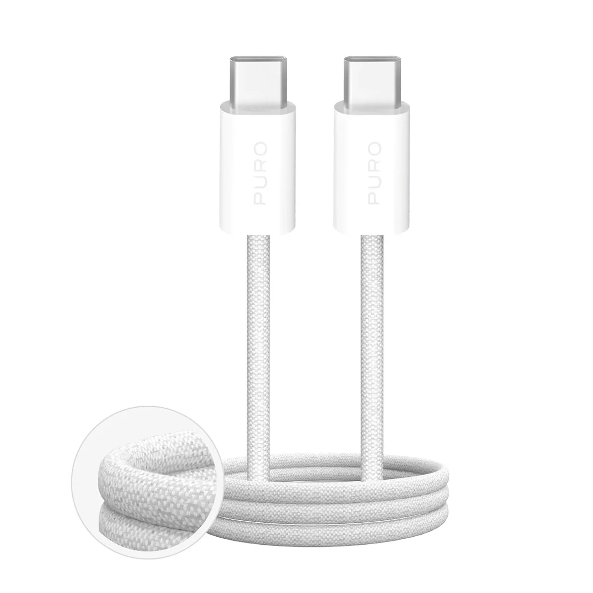 Puro Braided USB 2.0 Cable USB-C male - USB-C 60W Λευκό 2m - Image 1