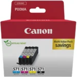 Canon CLI-571 Γνήσιο Πακέτο 4 Μελανιών Εκτυπωτή InkJet Κίτρινο / Κυανό / Ματζέντα / Μαύρο (0386C009)