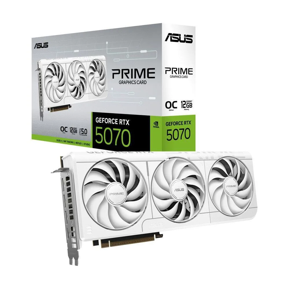Asus GeForce RTX 5070 12GB GDDR7 Prime OC White OC Κάρτα Γραφικών 90YV0M19-M0NA00 - Image 1