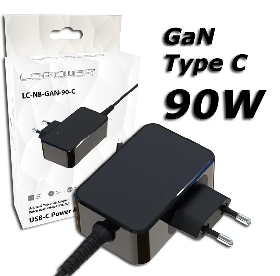 LC-Power USB-C Φορτιστής Laptop 90W 20V 4.5A LC-NB-GAN-90-C - Image 1