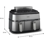Philips Air Fryer με Διπλό Αποσπώμενο Κάδο 9lt Ασημί NA555/00