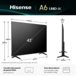 Hisense Smart Τηλεόραση 43" 4K UHD LED A6Q HDR (2025) 43A6Q