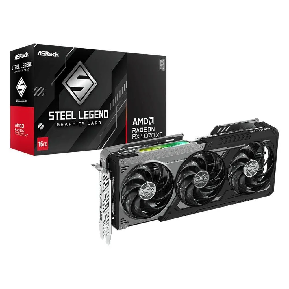 ASRock Radeon RX 9070 XT 16GB GDDR6 Steel Legend Dark Κάρτα Γραφικών 90-GA5VZZ-00UANF - Image 1