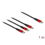 DeLock Regular USB to 3x Type-C Cable Μαύρο 1m (86713)