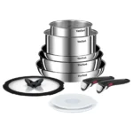 Tefal Ingenio Emotion Σετ Μαγειρικά Σκεύη από Ανοξείδωτο Ατσάλι Silver L897SA74 10τμχ
