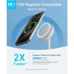 Anker Ασύρματος Φορτιστής (Qi Pad) και Καλώδιο USB-C 15W Λευκός (Maggo Stand)