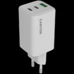 Canyon Φορτιστής Χωρίς Καλώδιο GaN με Θύρα USB-A και 2 Θύρες USB-C 65W Power Delivery Λευκός
