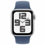 Apple Watch SE 2024 Aluminium 40mm Αδιάβροχο με Παλμογράφο (Silver με Denim Sport Band - S/M)