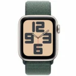 Apple Watch SE 2024 Aluminium 40mm Αδιάβροχο με Παλμογράφο (Starlight με Lake Green Sport Loop)