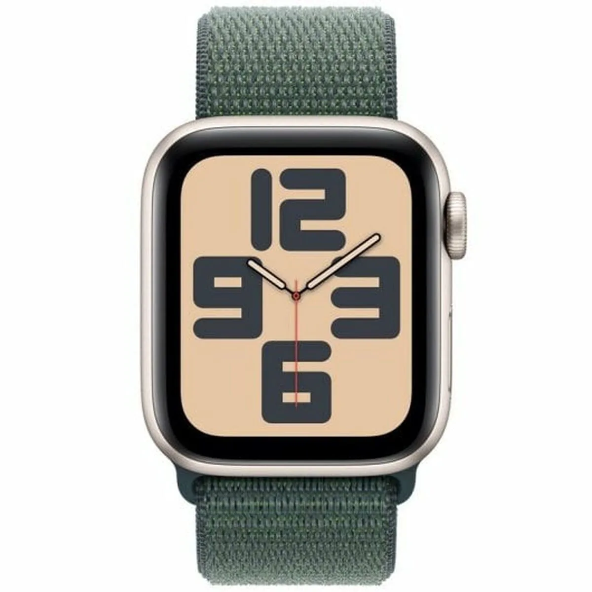 Apple Watch SE 2024 Aluminium 40mm Αδιάβροχο με Παλμογράφο (Starlight με Lake Green Sport Loop) - Image 1