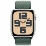 Apple Watch SE 2024 Aluminium 44mm Αδιάβροχο με Παλμογράφο (Starlight με Lake Green Sport Loop)