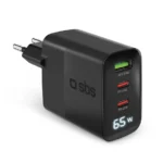 SBS Φορτιστής Χωρίς Καλώδιο με Θύρα USB-A και 2 Θύρες USB-C 45W Power Delivery Μαύρος