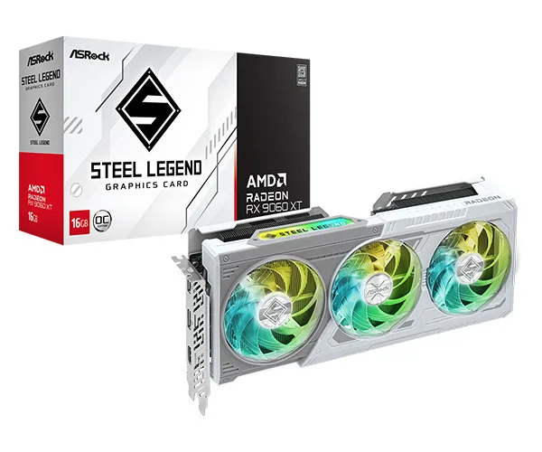 ASRock Radeon RX 9060 XT 16GB GDDR6 Steel Legend OC Κάρτα Γραφικών 90-GA5JZZ-00UANF - Image 1