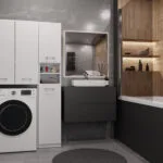 Topeshop Marpol DD Ντουλάπι Μπάνιου Πλυντηρίου 96x30x183cm Λευκό