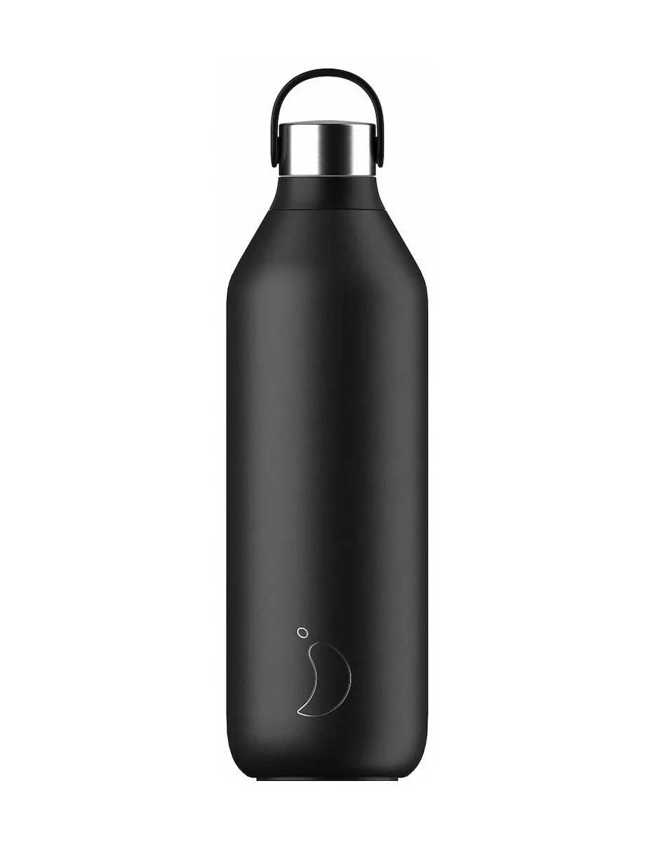 Chilly's Series 2 Μπουκάλι Θερμός Ανοξείδωτο BPA Free 1lt Abyss Black με Καπάκι-Θηλιά (Loop) - Image 1