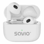 Savio TWS-01 PRO In-ear Bluetooth Handsfree Ακουστικά με Θήκη Φόρτισης Λευκά