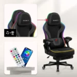 Huzaro Force 4.6 Καρέκλα Gaming με RGB Φωτισμό και Υποπόδιο Μαύρη