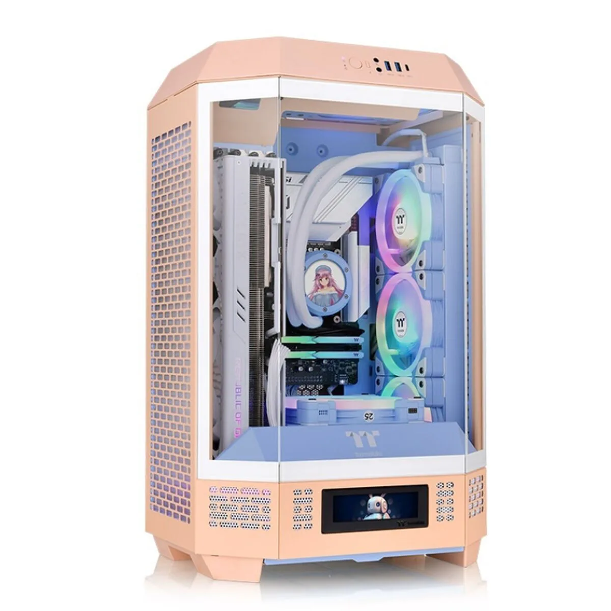 Thermaltake The Tower 300 Gaming Micro Tower Κουτί Υπολογιστή με Πλαϊνό Παράθυρο και RGB Φωτισμό Peach Fuzz - Image 1