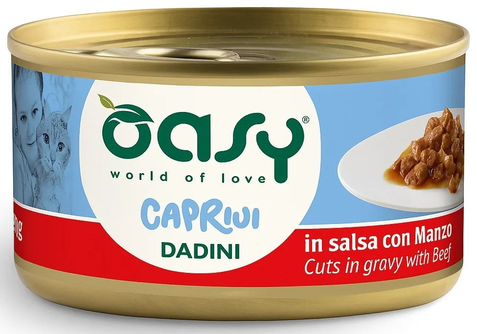 Oasy Υγρή Τροφή για Γάτες σε Κονσέρβα με Βοδινό και Κρέας χωρίς Σιτηρά 85gr - Image 1