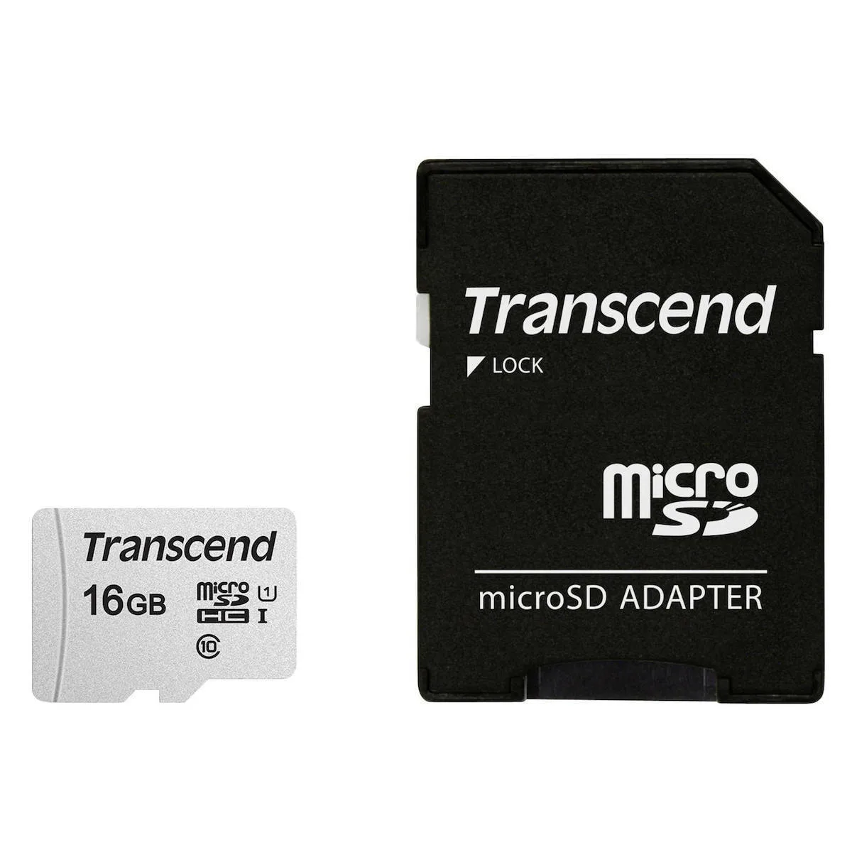 Transcend 300s microSDHC 16GB Class 10 U1 V30 A1 UHS-I με αντάπτορα - Image 1