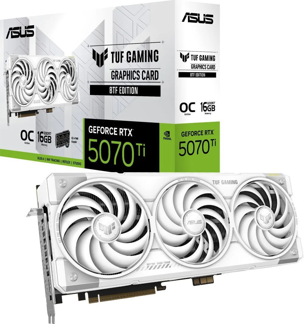 Asus GeForce RTX 5070 Ti 16GB GDDR7 BTF White OC Κάρτα Γραφικών 90YV0N60-M0NA00 - Image 1
