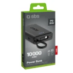 SBS Power Bank 10000mAh 20W με Θύρα USB-A και 2 Θύρες USB-C Power Delivery Μαύρο