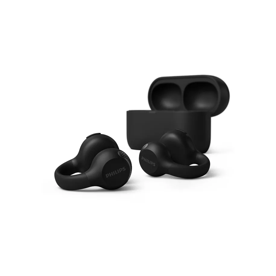 Philips TAQ2000 Open Ear Bluetooth Handsfree Ακουστικά με Αντοχή στον Ιδρώτα και Θήκη Φόρτισης Μαύρα - Image 1