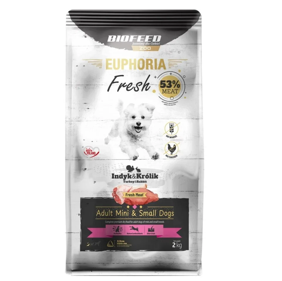 Biofeed 2kg Ξηρά Τροφή χωρίς Γλουτένη για Ενήλικους Σκύλους Μικρόσωμων Φυλών με Κρέας, Γαλοπούλα, Κουνέλι και Λαγό - Image 1