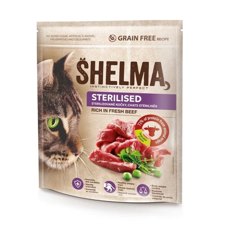 Shelma Ξηρά Τροφή χωρίς Σιτηρά & Γλουτένη για Ενήλικες Στειρωμένες Γάτες με Ευαίσθητο Γαστρεντερικό με Βοδινό / Κρέας 1.4kg - Image 1
