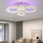 Alista Home Πλαφονιέρα Οροφής 45εκ. Ασημί με Ενσωματωμένο LED και Κρύσταλλα και Τηλεχειριστήριο AT1CT-IM1P-HT2L-LT075/4