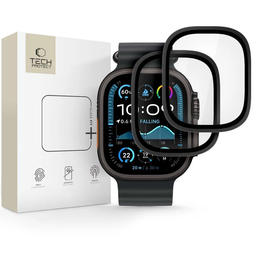 Tempered Glass Tech-protect Glass Ring 2-pack Apple Watch Ultra 1 2 49 Mm Black - Image 1