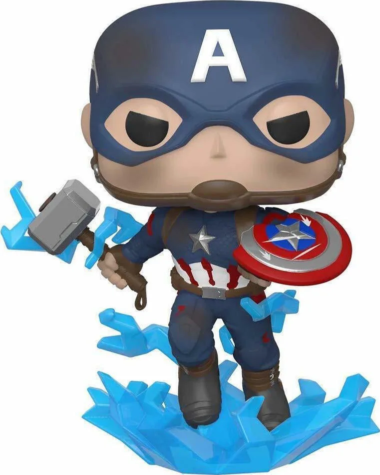 Funko Pop! Marvel: Avengers - Captain America with Broken Shield & Mjolnir 573 Bobble-Head - Image 1