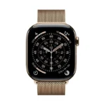 Apple Watch Series 11 Cellular Titanium 46mm Αδιάβροχο με eSIM και Παλμογράφο (Gold Titanium Case with Gold Milanese Loop - S/M)