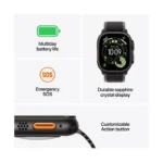Apple Watch Ultra 3 Titanium 49mm Αδιάβροχο με eSIM και Παλμογράφο (Black Titanium Case with Black/Charcoal Trail Loop - S/M)