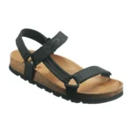 Scholl Heaven Ad Med Δερμάτινα Ανδρικά Σανδάλια σε Μαύρο Χρώμα F230091004