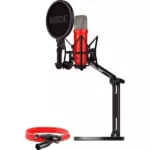 Rode NT1 Signature Σετ Πυκνωτικό Μικρόφωνο XLR Shock Mounted για Φωνητικά σε Κόκκινο Χρώμα +XLR cable+Desktop Studio Arm