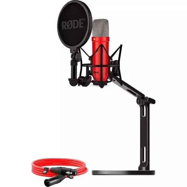 Rode NT1 Signature Σετ Πυκνωτικό Μικρόφωνο XLR Shock Mounted για Φωνητικά σε Κόκκινο Χρώμα +XLR cable+Desktop Studio Arm - Image 1