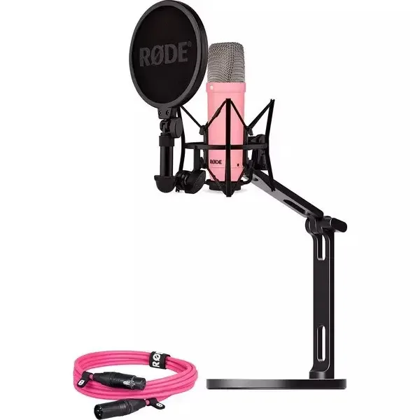 Rode NT1 Signature Σετ Πυκνωτικό Μικρόφωνο XLR Shock Mounted για Φωνητικά σε Ροζ Χρώμα +XLR cable+Desktop Studio Arm - Image 1