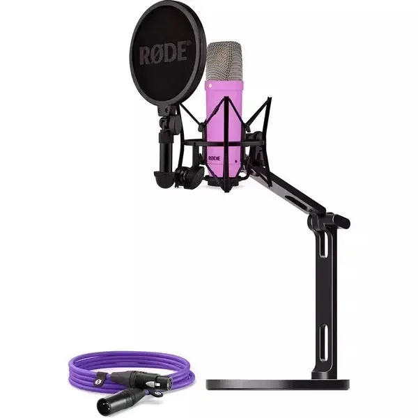 Rode NT1 Signature Σετ Πυκνωτικό Μικρόφωνο XLR Shock Mounted για Φωνητικά σε Μωβ Χρώμα +XLR cable+Desktop Studio Arm - Image 1