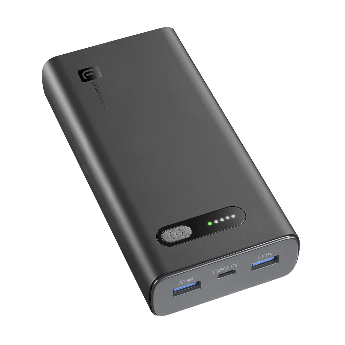 Cellular Line Fast Power Bank 20000mAh με 2 Θύρες USB-A και Θύρα USB-C Power Delivery Μαύρο - Image 1
