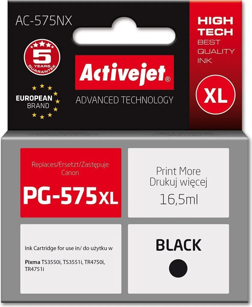 Active Jet Συμβατό Μελάνι Εκτυπωτή InkJet Canon 16.5ml Μαύρο 1τμχ AC-575NX - Image 1