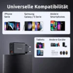 Intenso Power Adapter W65acc Gan 65w Super Fast Charging Macbook Laptop Iphone Samsung Galaxy More Black
