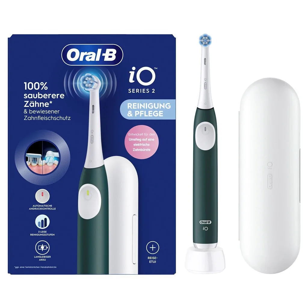 Oral-B iO Series 2 Ηλεκτρική Οδοντόβουρτσα με Αισθητήρα Πίεσης και Θήκη Ταξιδίου Forest Green - Image 1