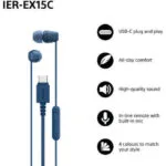 Sony IER-EX15C In-ear Handsfree Ακουστικά με Βύσμα 3.5mm Μπλε