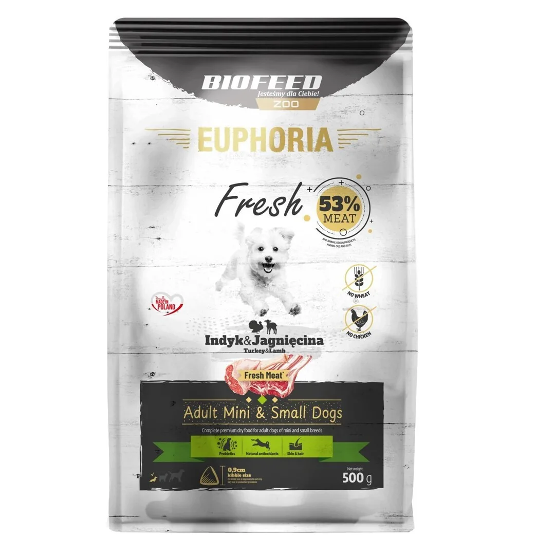 Biofeed Euphoria 0.5kg Ξηρά Τροφή για Ενήλικους Σκύλους με Κρέας, Γαλοπούλα και Αρνί - Image 1