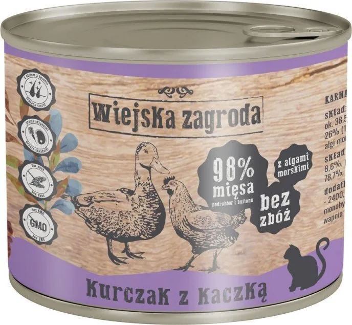 Wiejska Zagroda Υγρή Τροφή για Γάτες με Κοτόπουλο και Πάπια 200gr - Image 1
